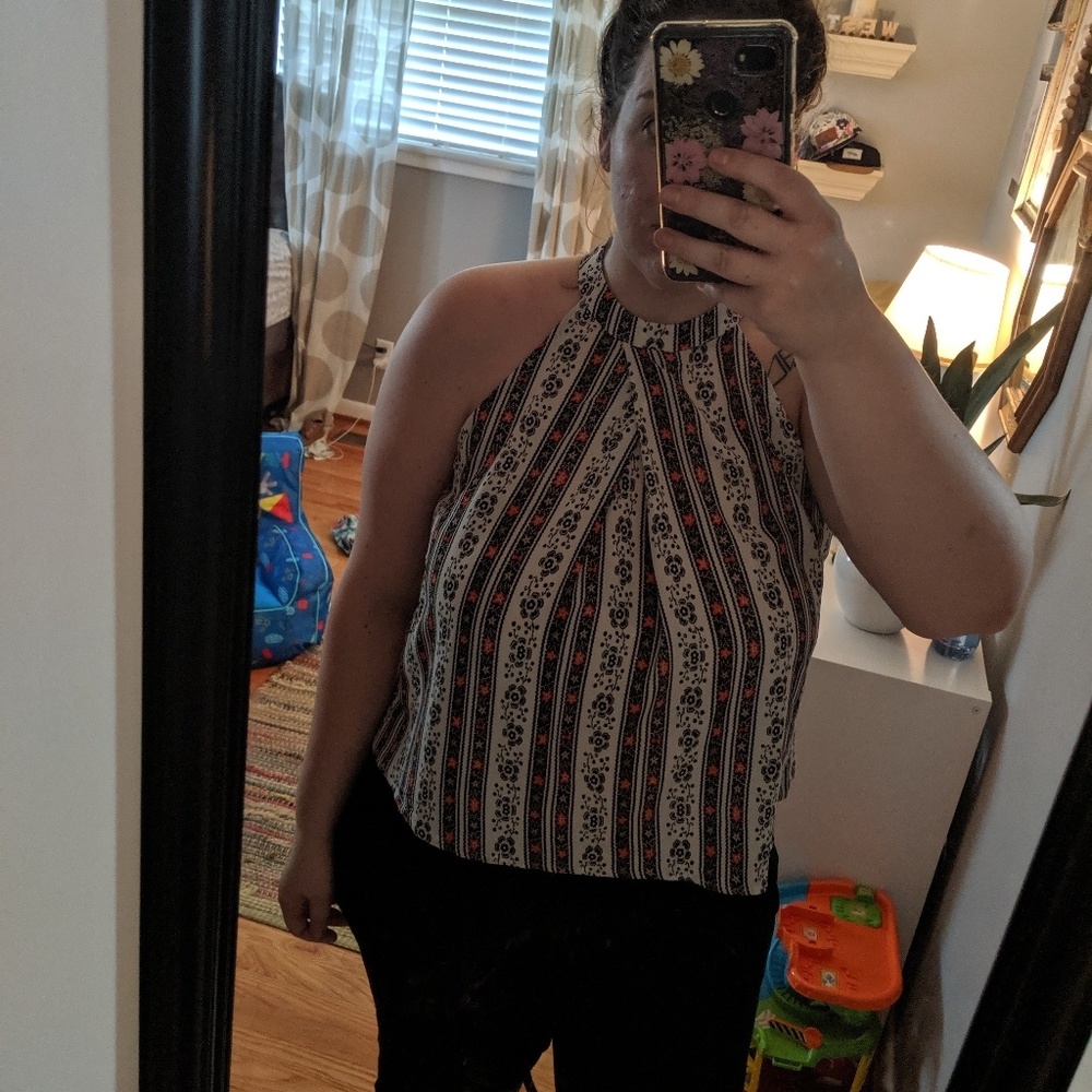 High neck flowy tank
